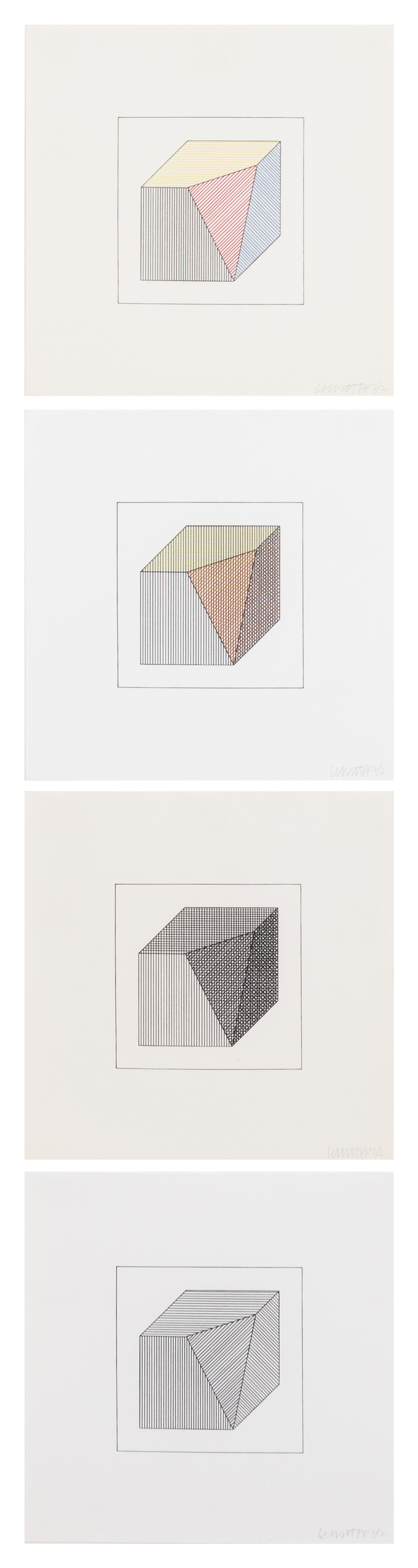 Sol LeWitt, (American, 1928-2007) , Twelve Forms Derived From a Cube, 1984 (complete portfolio of 48 screenprints with title and justif