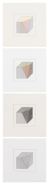 Sol LeWitt, (American, 1928-2007) , Twelve Forms Derived From a Cube, 1984 (complete portfolio of 48 screenprints with title and justif