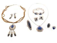 Navajo and Southwestern-Style Silver and Lapis Jewelry