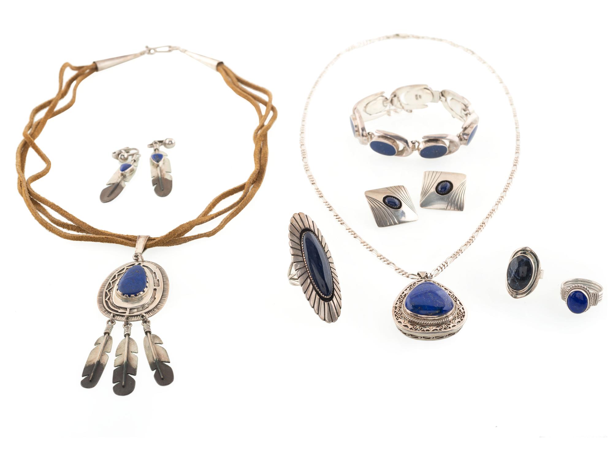 Navajo and Southwestern-Style Silver and Lapis Jewelry