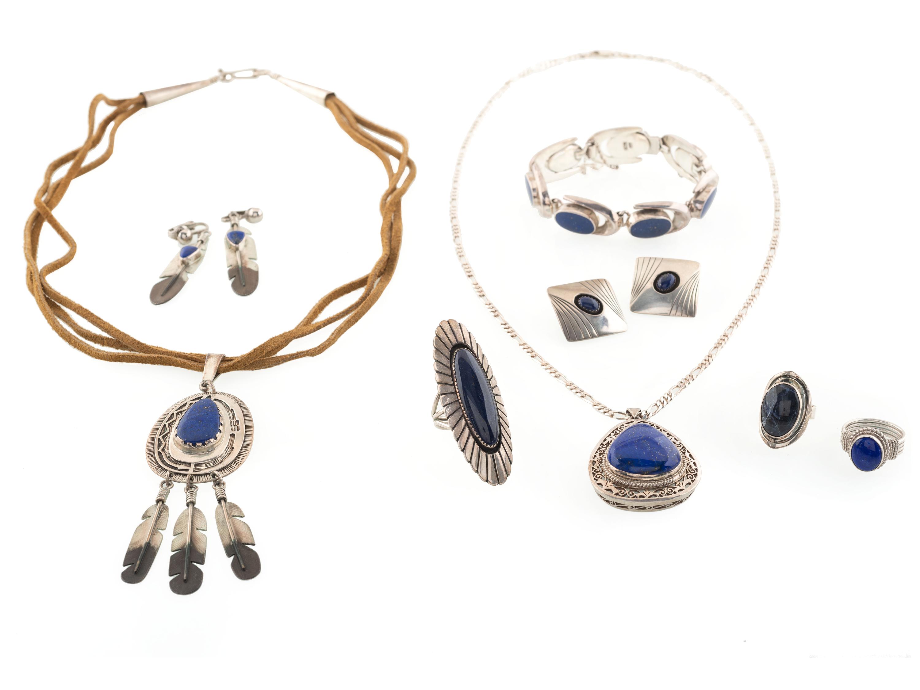 Navajo and Southwestern-Style Silver and Lapis Jewelry