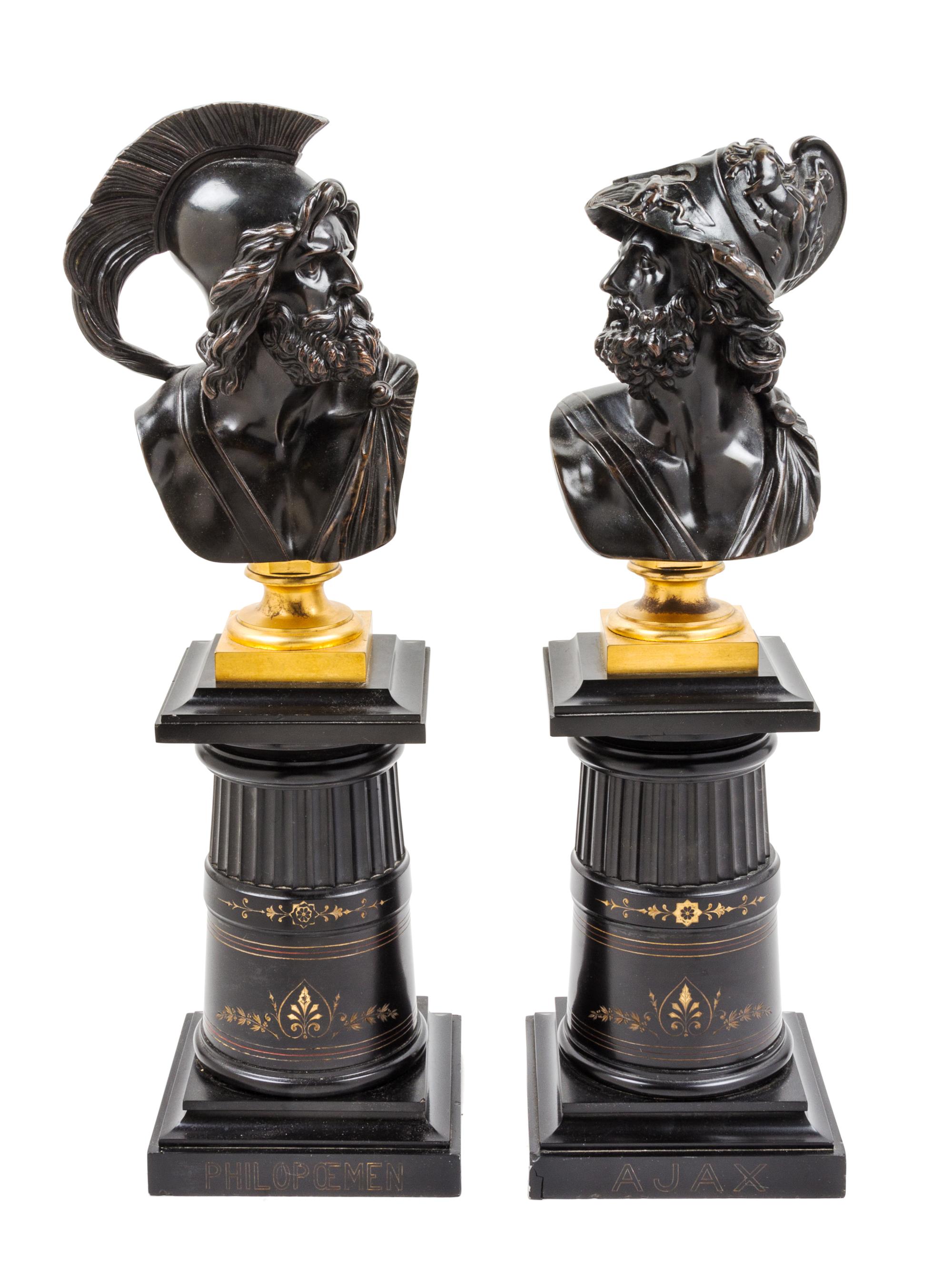 A Pair of Continental Bronze Busts Height of taller 21 1/4 inches. — 19TH CENTURY