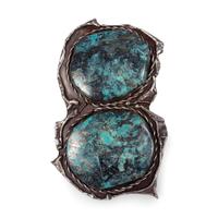 A Large Navajo Silver and Turquoise Cuff Bracelet