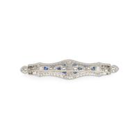 PLATINUM, DIAMOND, AND SYNTHETIC SAPPHIRE BROOCH