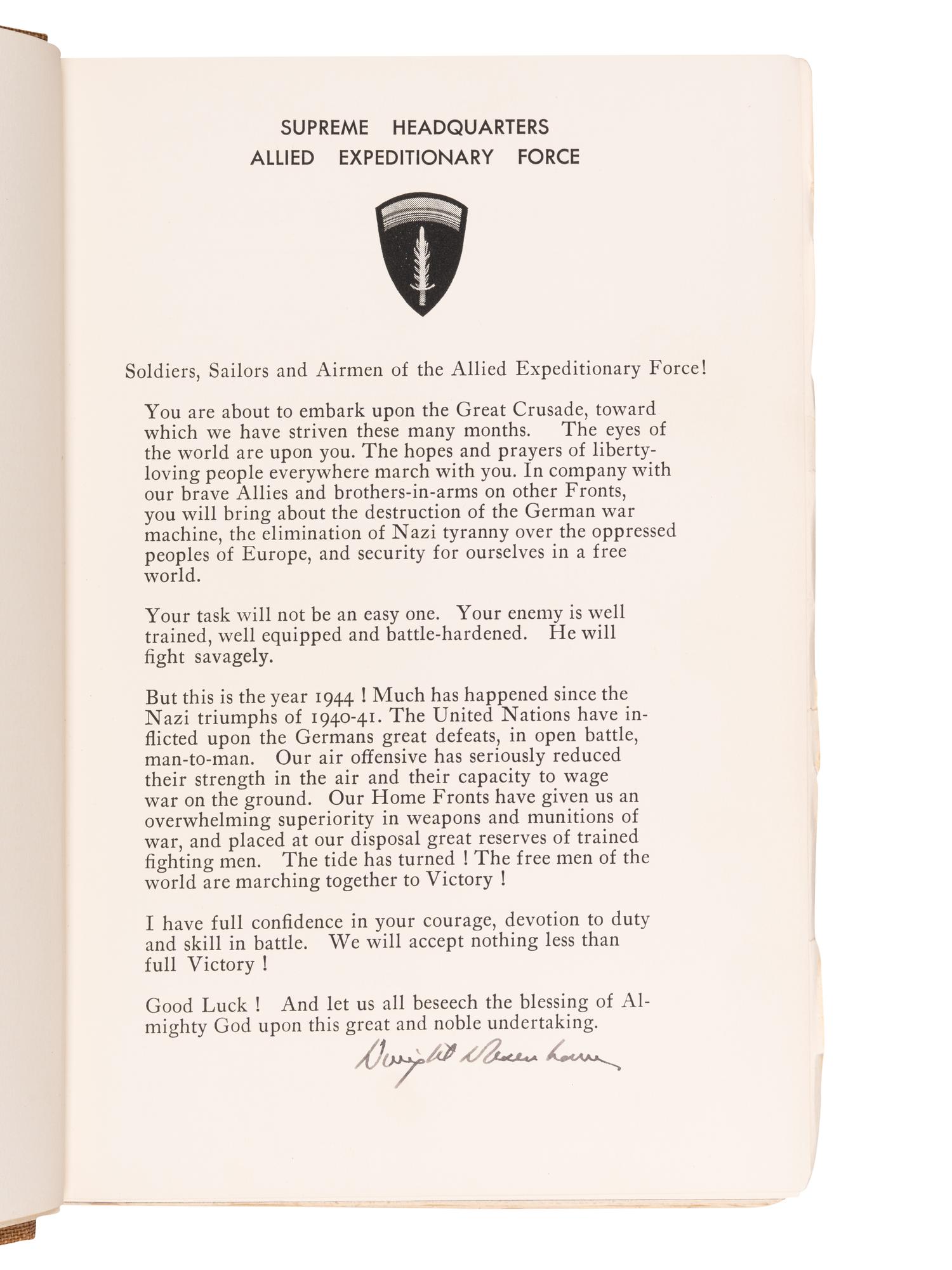 EISENHOWER, Dwight D. (1890-1969). Crusade in Europe . New York: Doubleday, 1948.