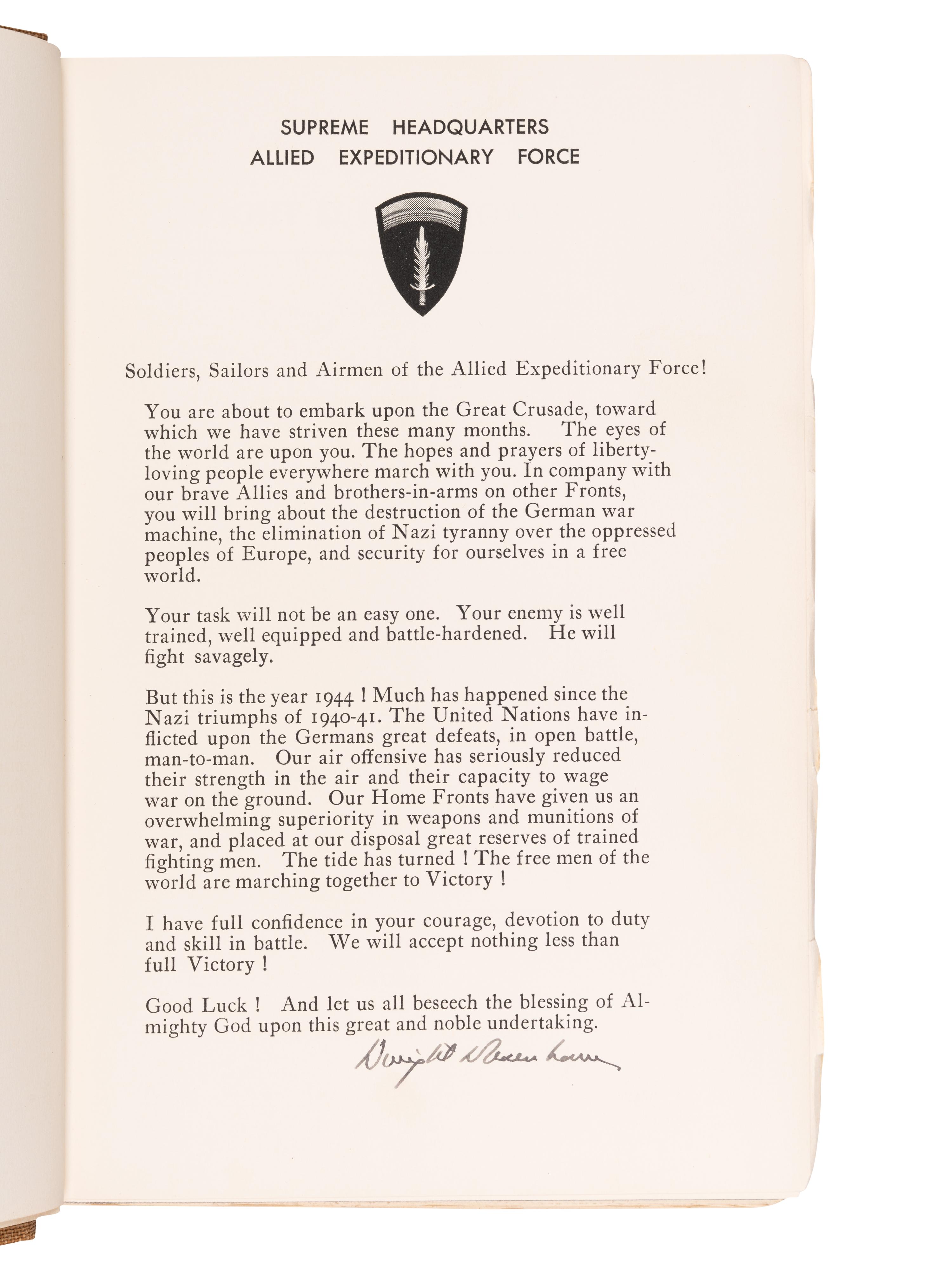 EISENHOWER, Dwight D. (1890-1969). Crusade in Europe . New York: Doubleday, 1948.