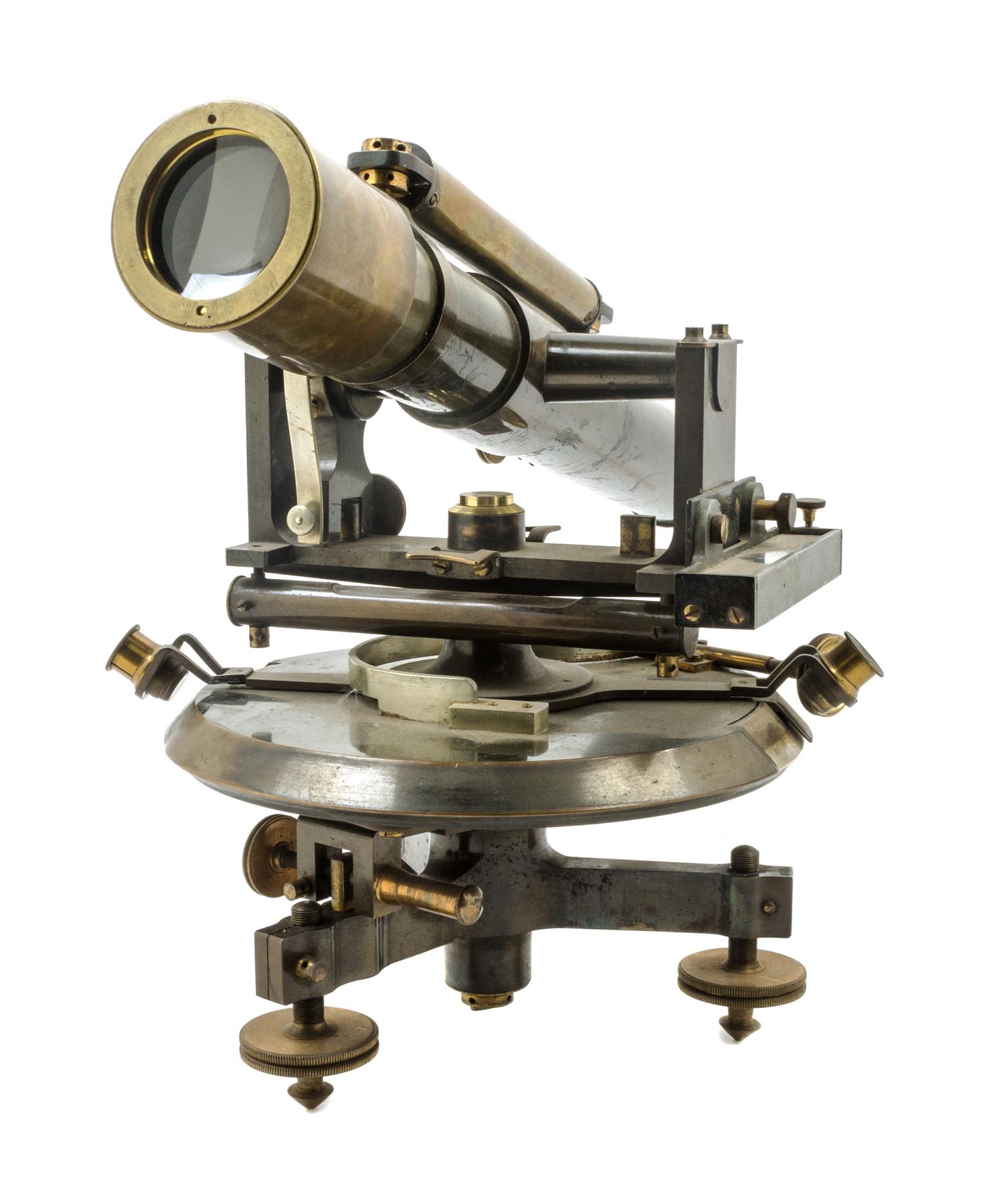 An English Lacquered Brass Transit Length of telescope 15 inches. — TROUGHTON & SIMMS, LONDON, 20TH CENTURY
