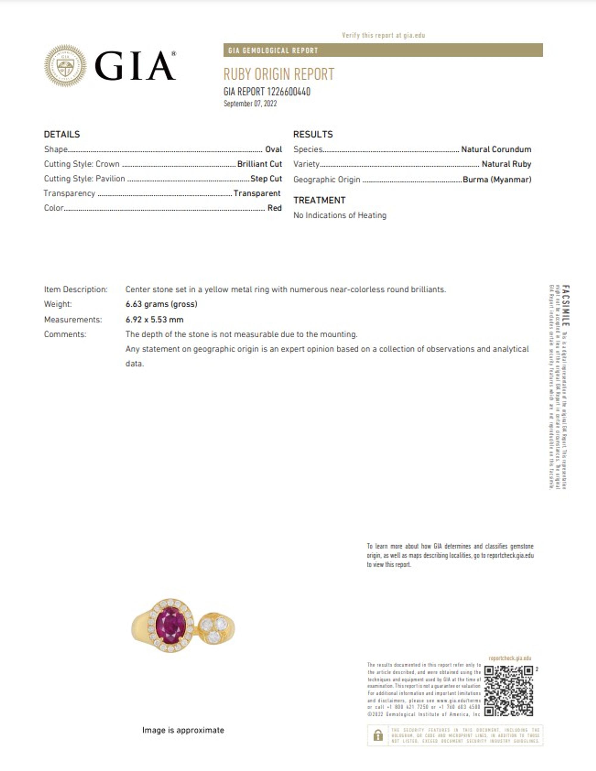 UNHEATED BURMESE RUBY AND DIAMOND RING