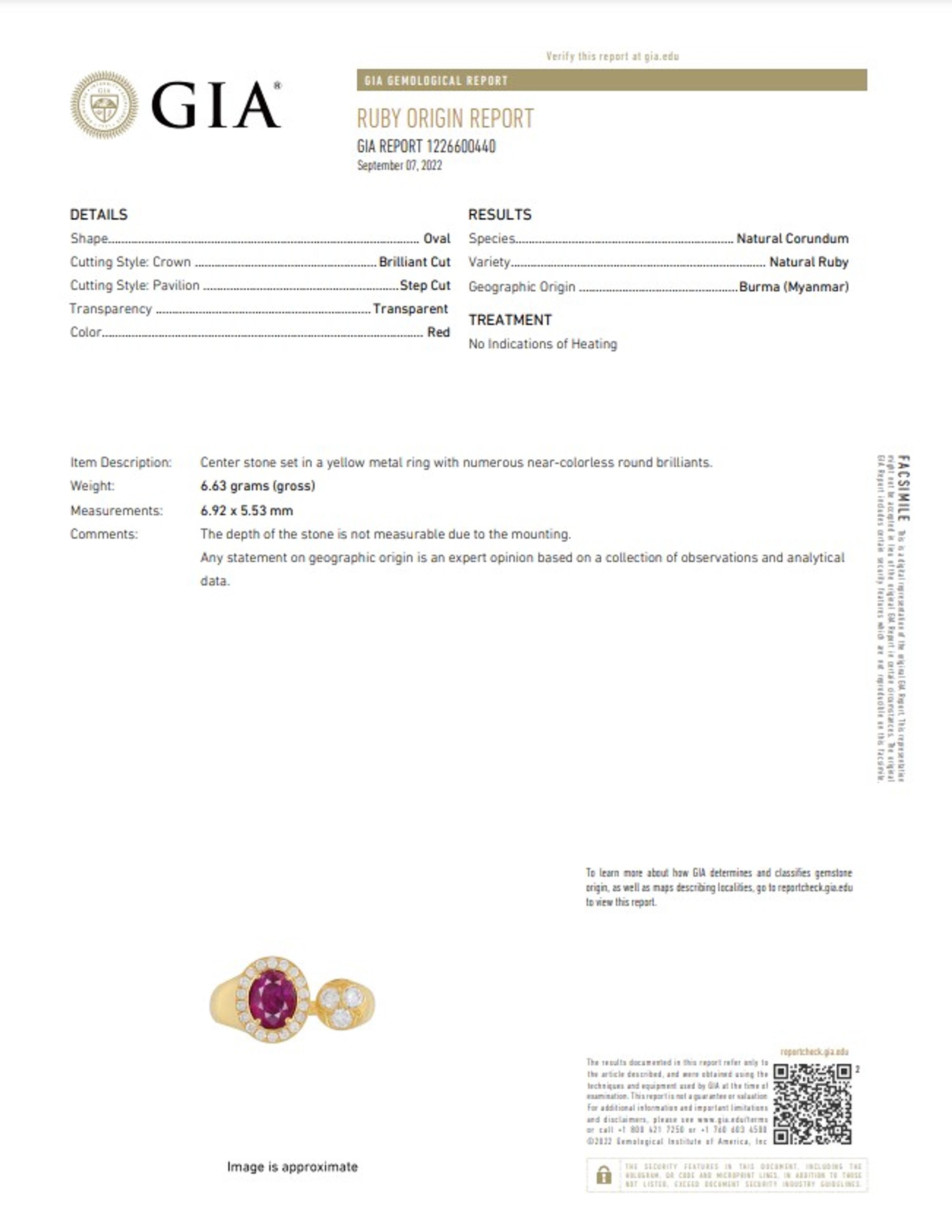 UNHEATED BURMESE RUBY AND DIAMOND RING
