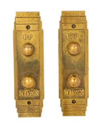 A Pair of Century of Progress Sky Ride Elevator Button Plaques, Otis Elevator Co. Height 8 1/8 inches. — CIRCA 1933