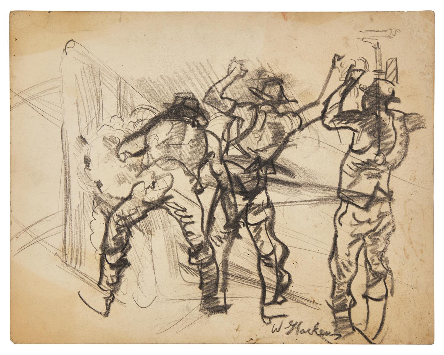 Four Works: Soldier Studies (Three Double-Sided Works) (4)