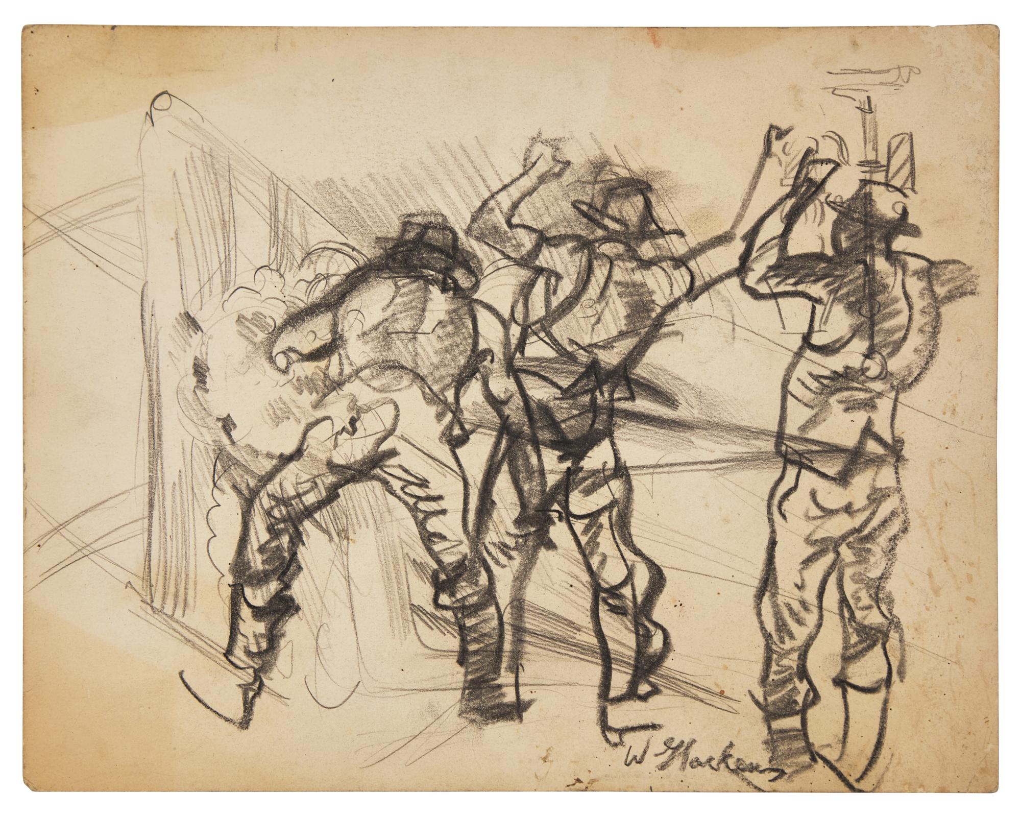 Four Works: Soldier Studies (Three Double-Sided Works) (4)