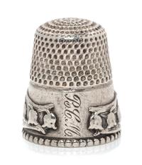 An American Silver Lily of the Valley Thimble, Stern Bros., Philadelphia, PA, the knurled top and body above a band worked to show ribb