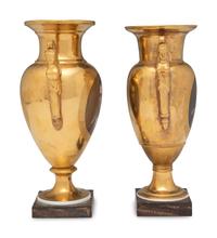 Two War of 1812 Gilt and Hand Painted Porcelain Portrait Vases