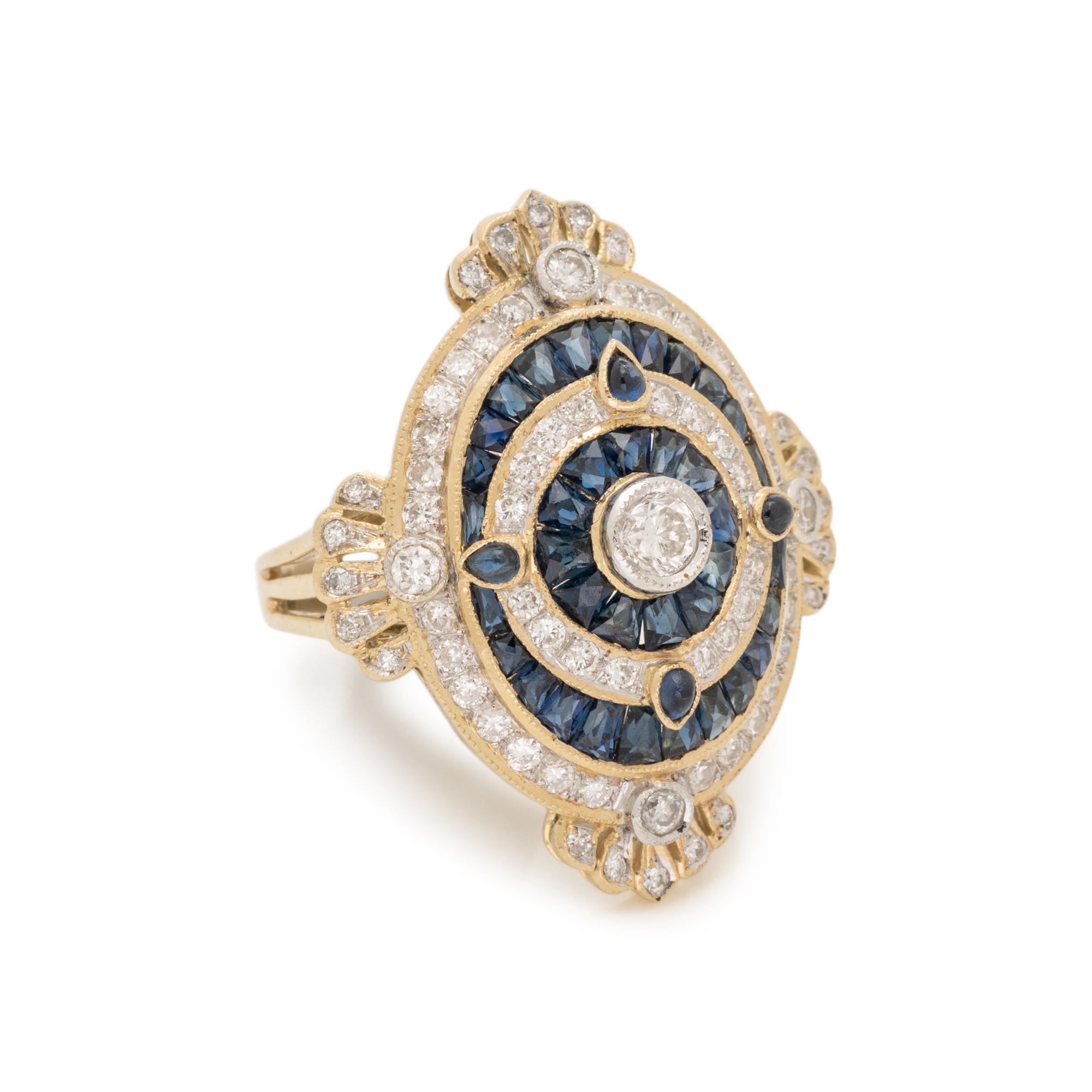 BICOLOR GOLD, SAPPHIRE AND DIAMOND RING