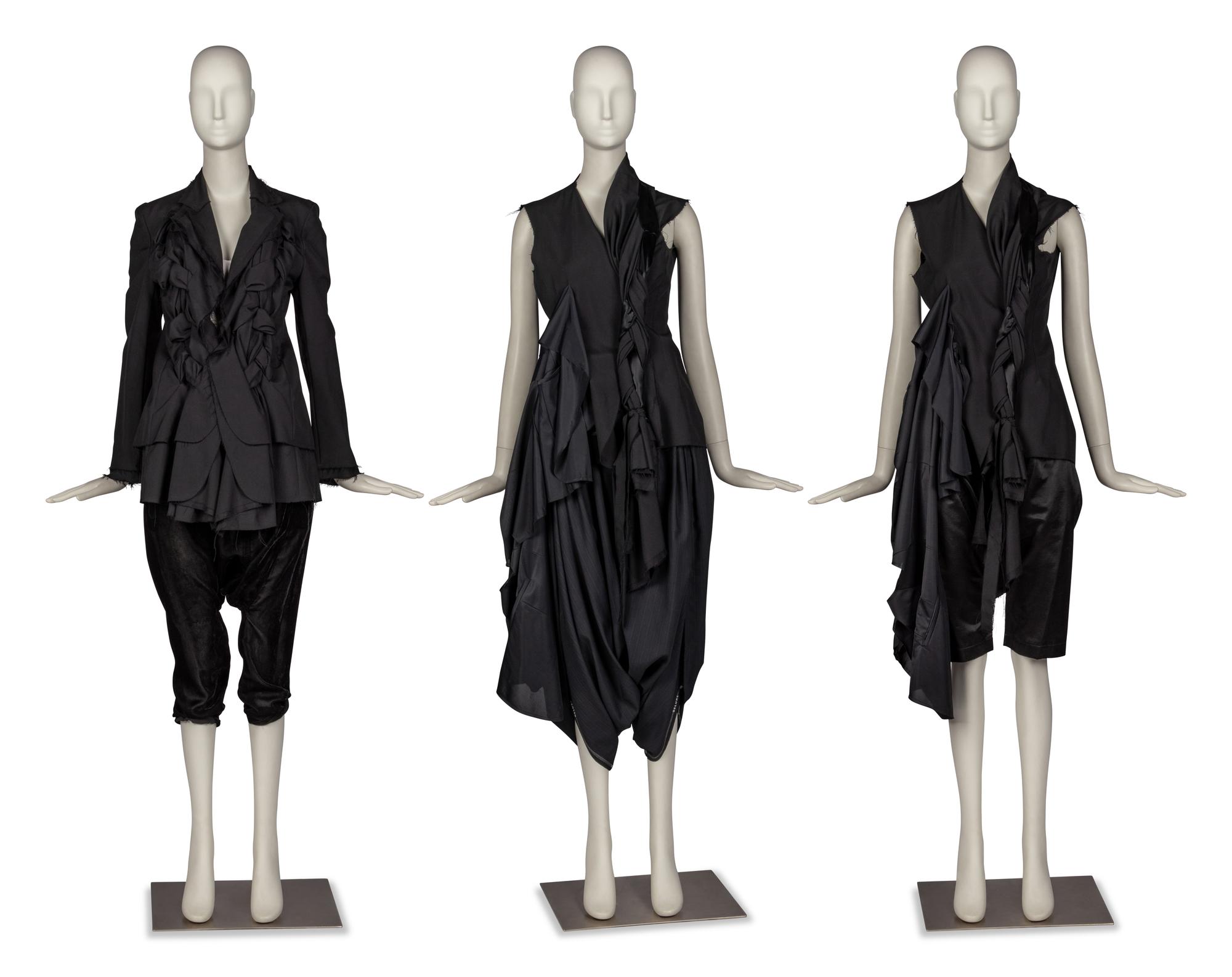 Two Comme des Garçons Jackets and Three Bottom Pieces