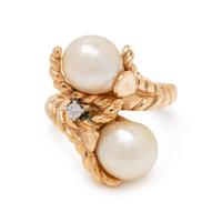 CULTURED BAROQUE PEARL AND DIAMOND RING