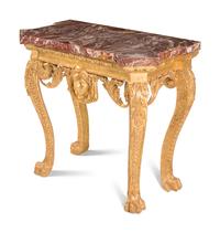 A George II Carved Giltwood and Red-Onyx Veneered Top Pier Table