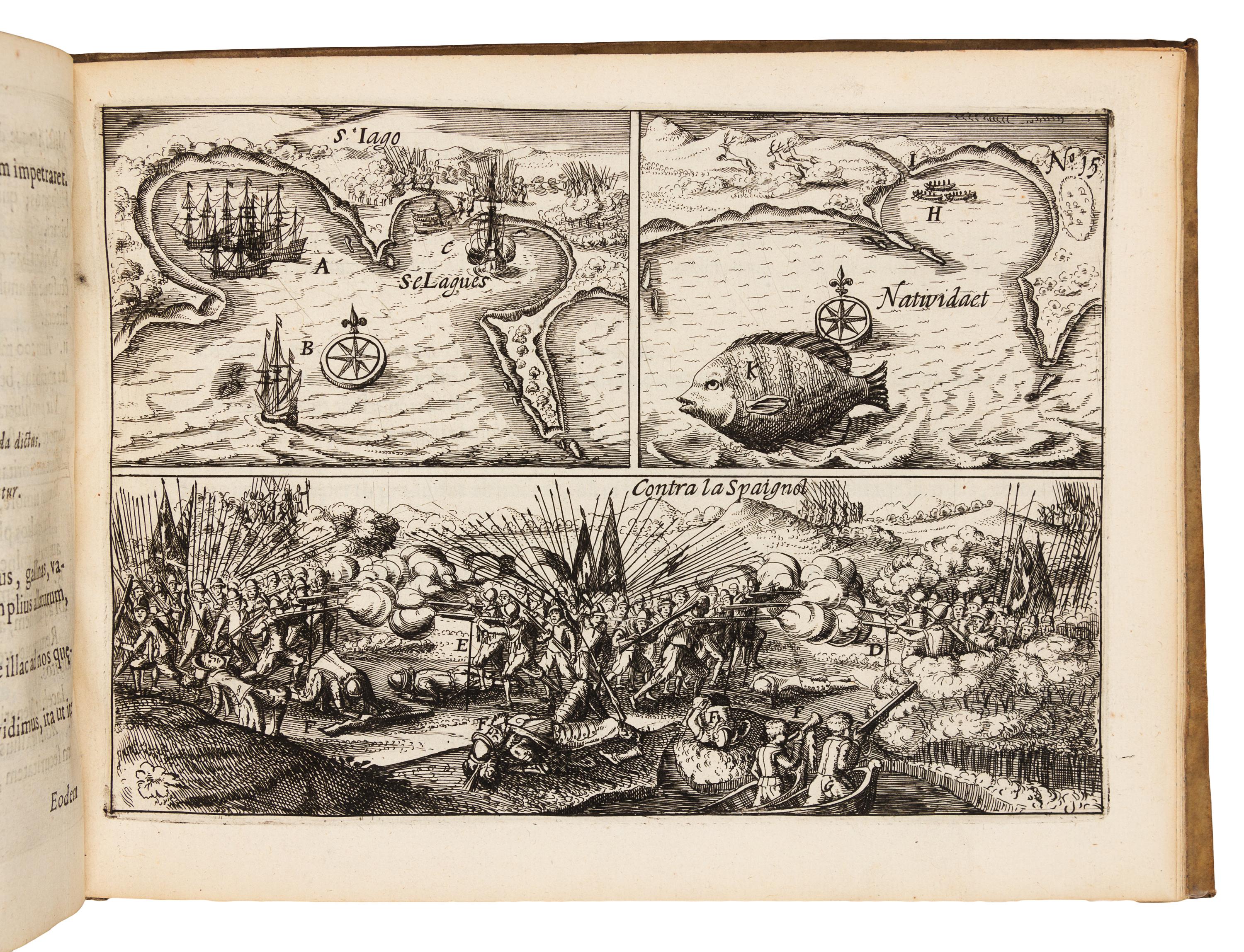 SPILBERGEN, Joris van (1568-1620). Speculum orientalis occidentalisque Indiae navigationum. Leiden, 1619. FIRST EDITION IN LATIN.