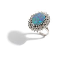 BLACK OPAL AND DIAMOND RING