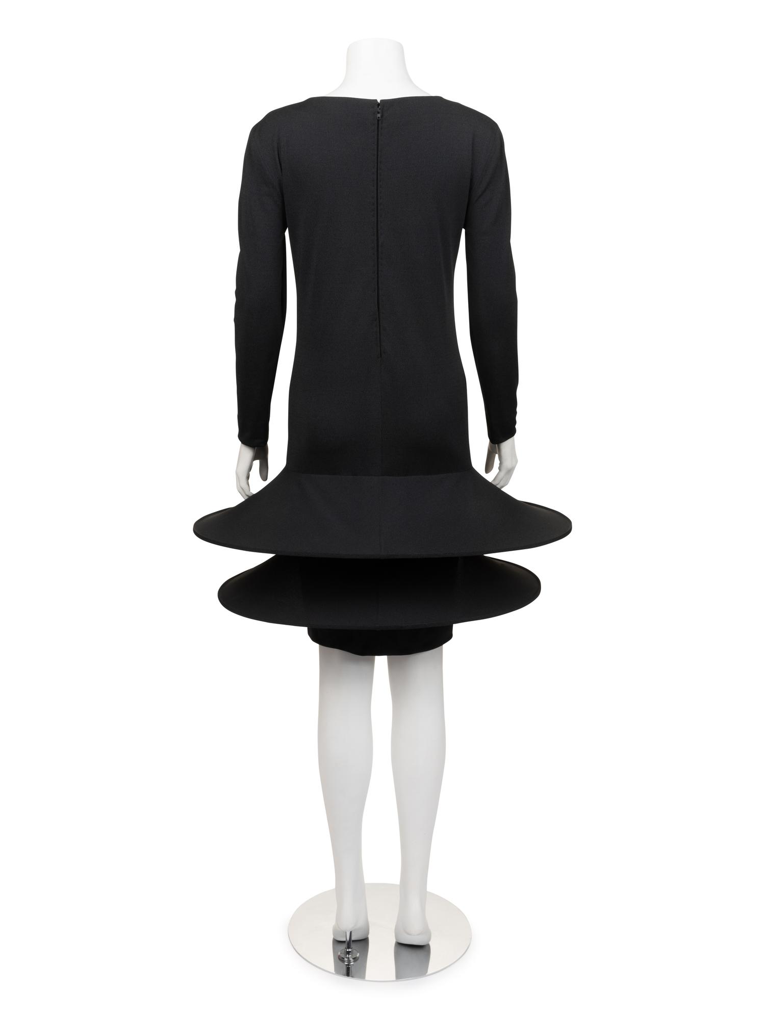Unlabeled Haute Couture Double Hooped Skirt Knit Dress, Attributed to Pierre Cardin, 1990-2000s
