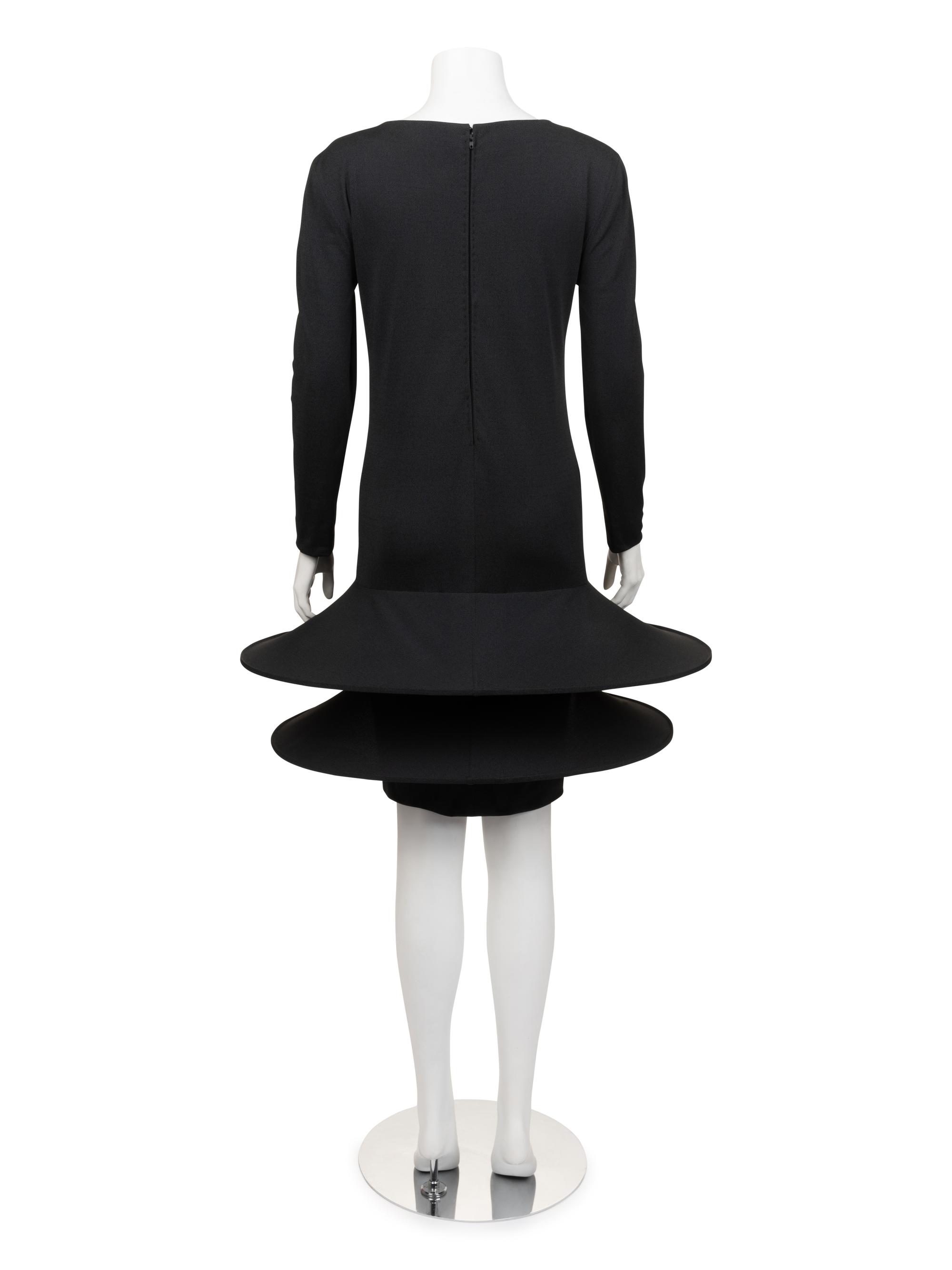 Unlabeled Haute Couture Double Hooped Skirt Knit Dress, Attributed to Pierre Cardin, 1990-2000s