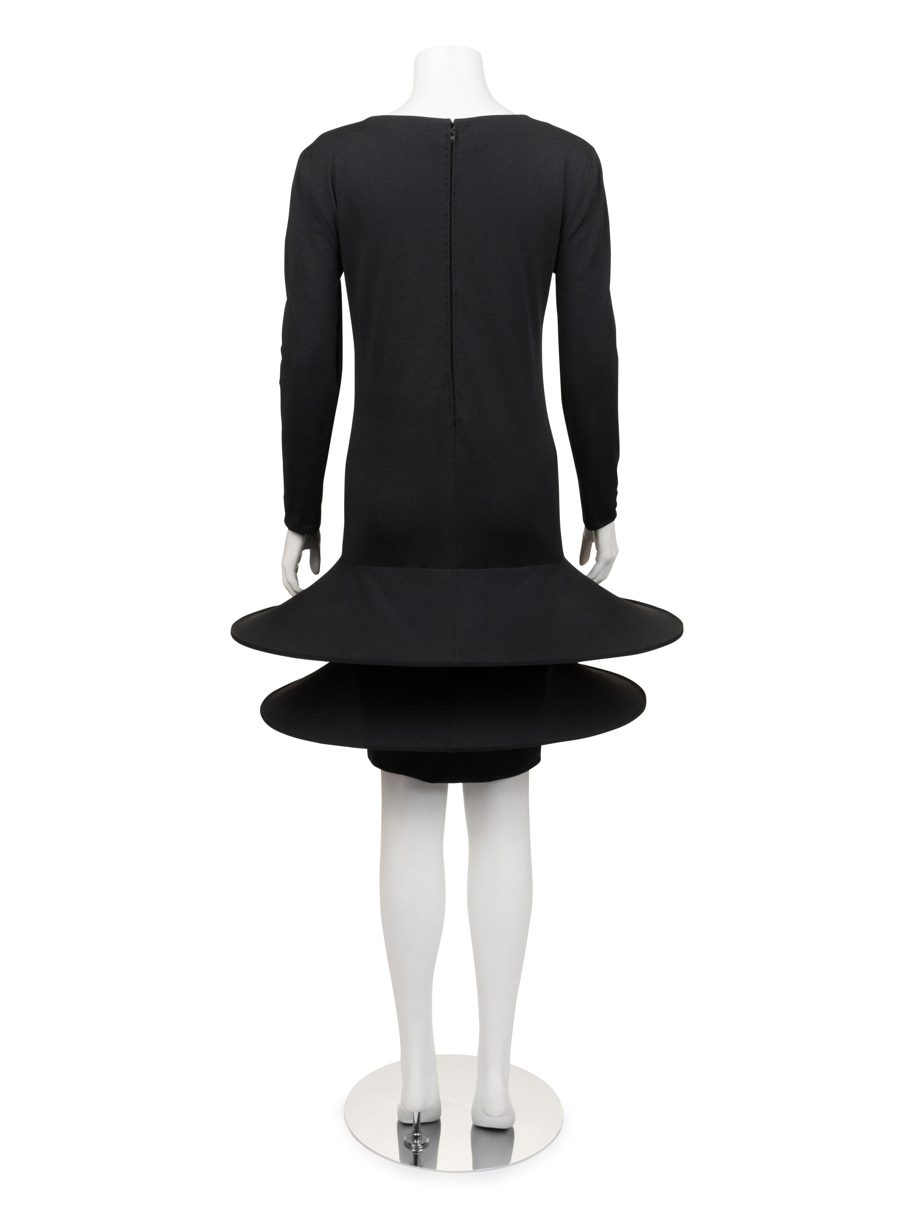 Unlabeled Haute Couture Double Hooped Skirt Knit Dress, Attributed to Pierre Cardin, 1990-2000s