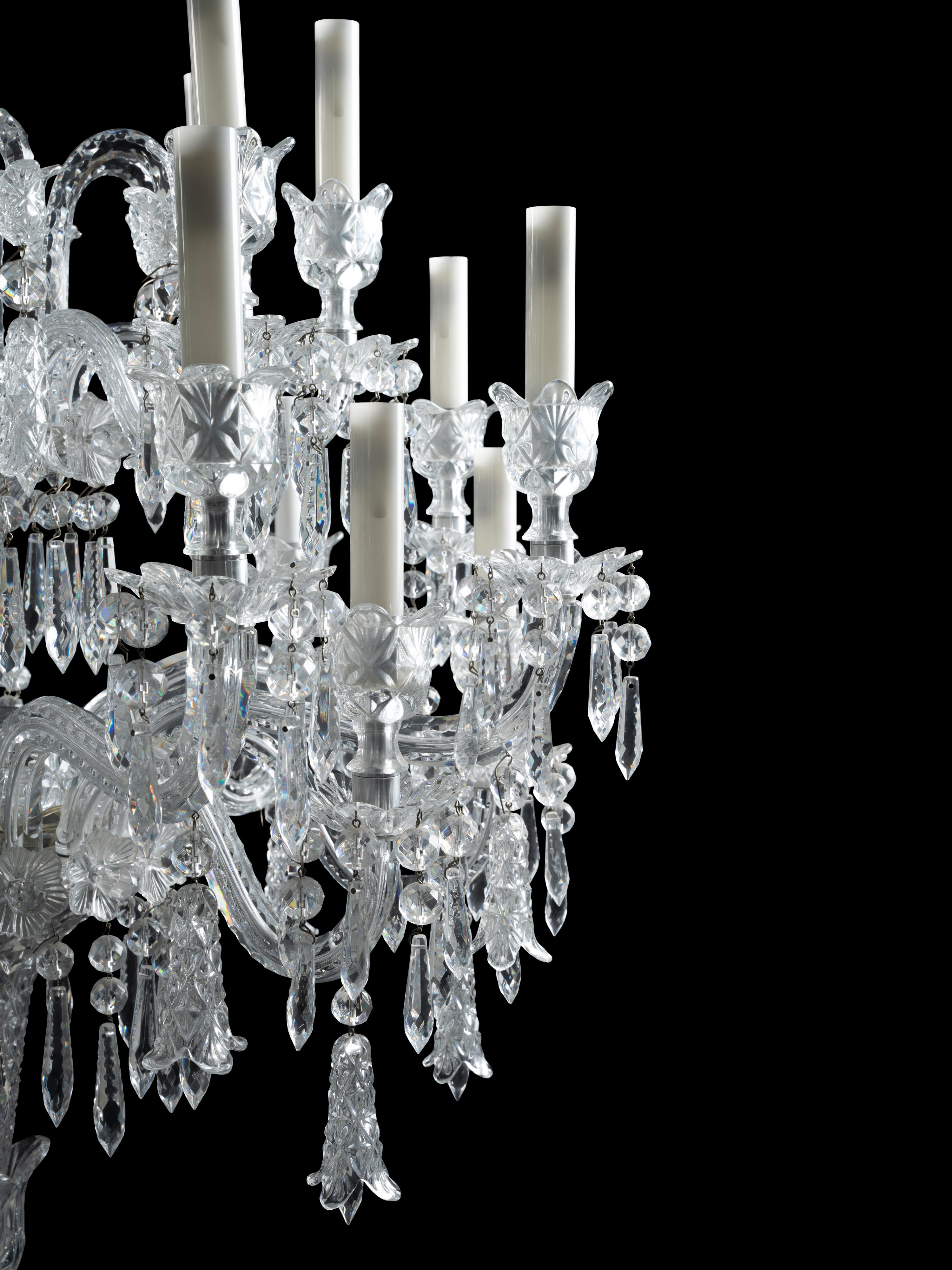 A Pair of Baccarat Cut Glass Tsarine Twenty-Four-Light Torchères
