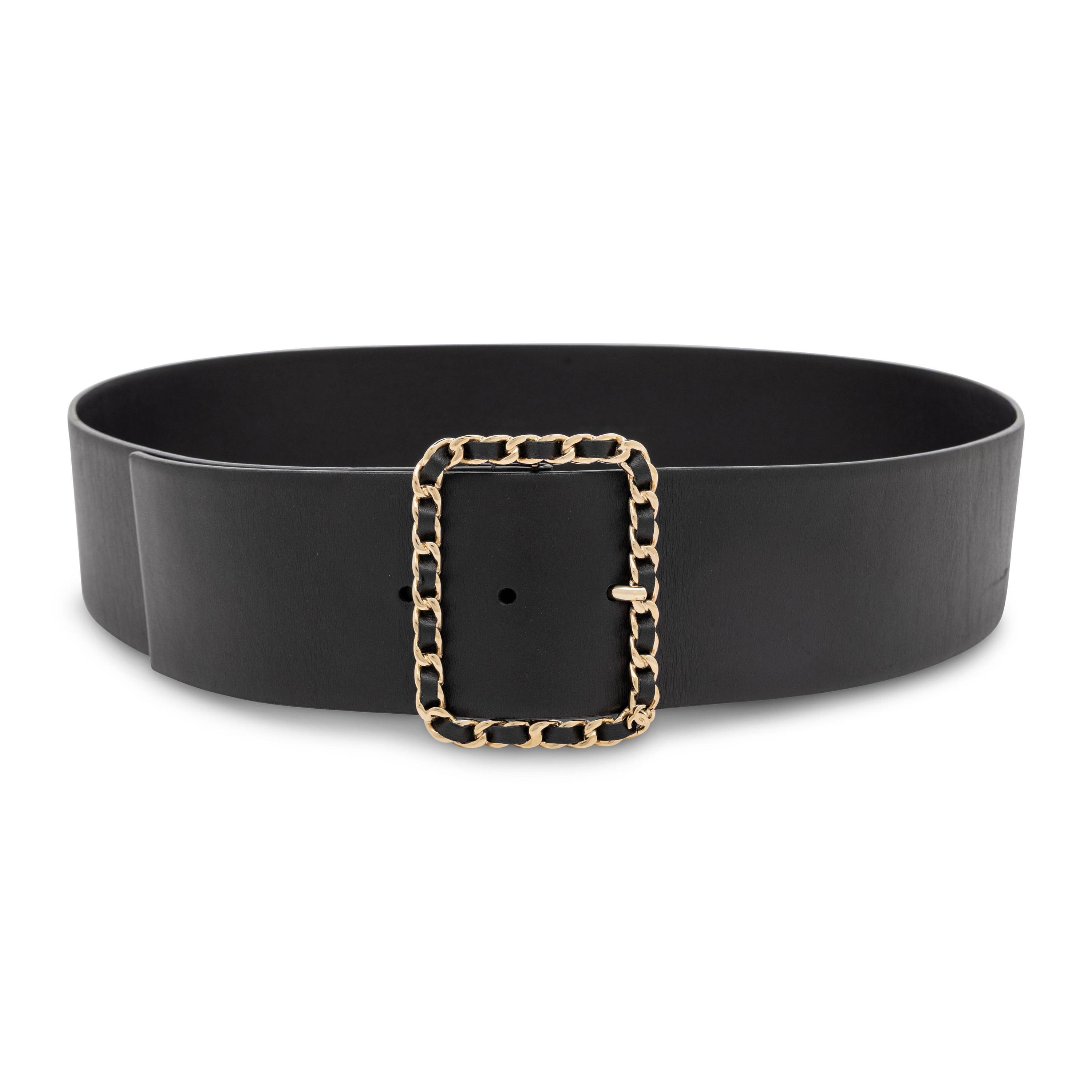 Chanel, Wide Black Leather Belt