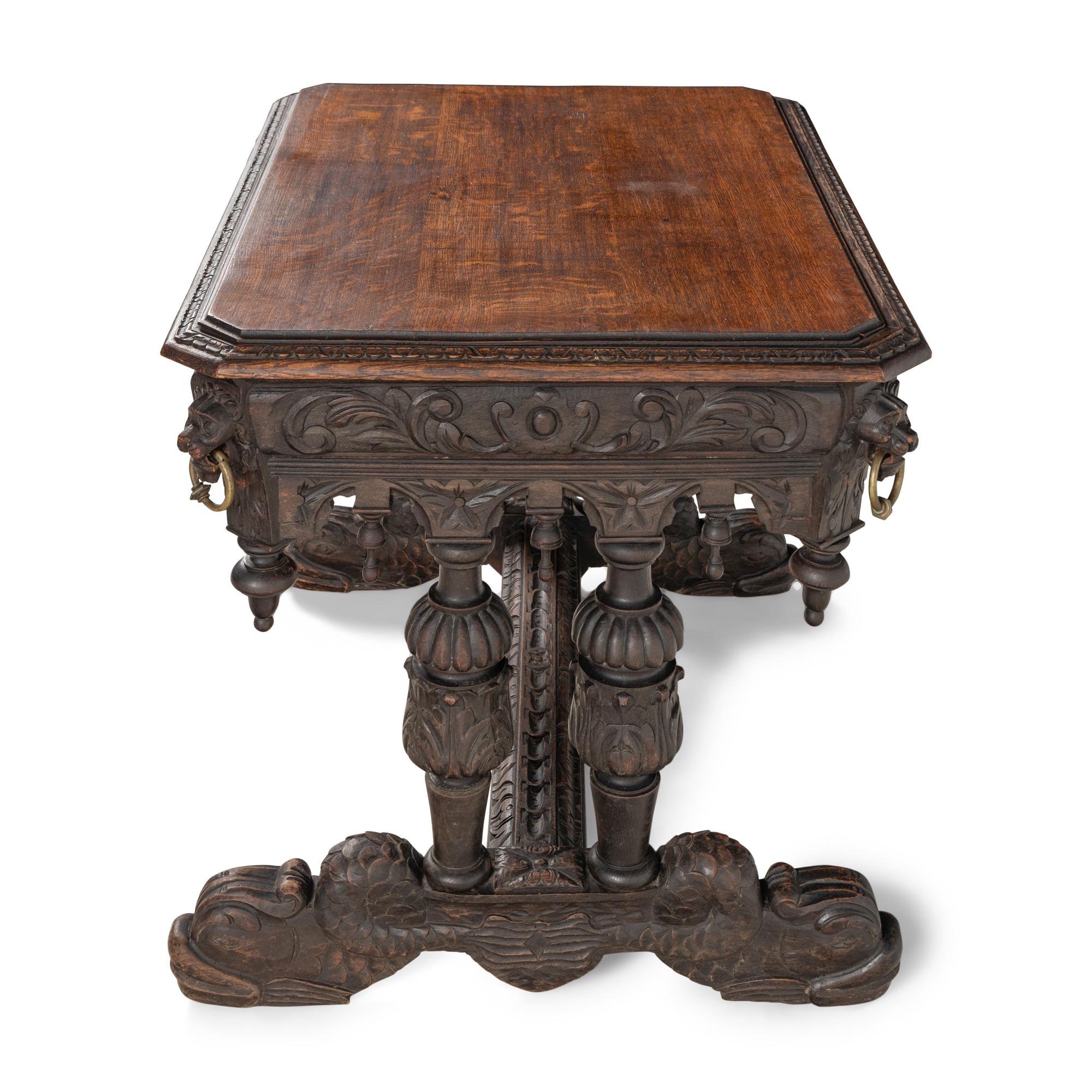 A Renaissance Revival Carved Oak Desk