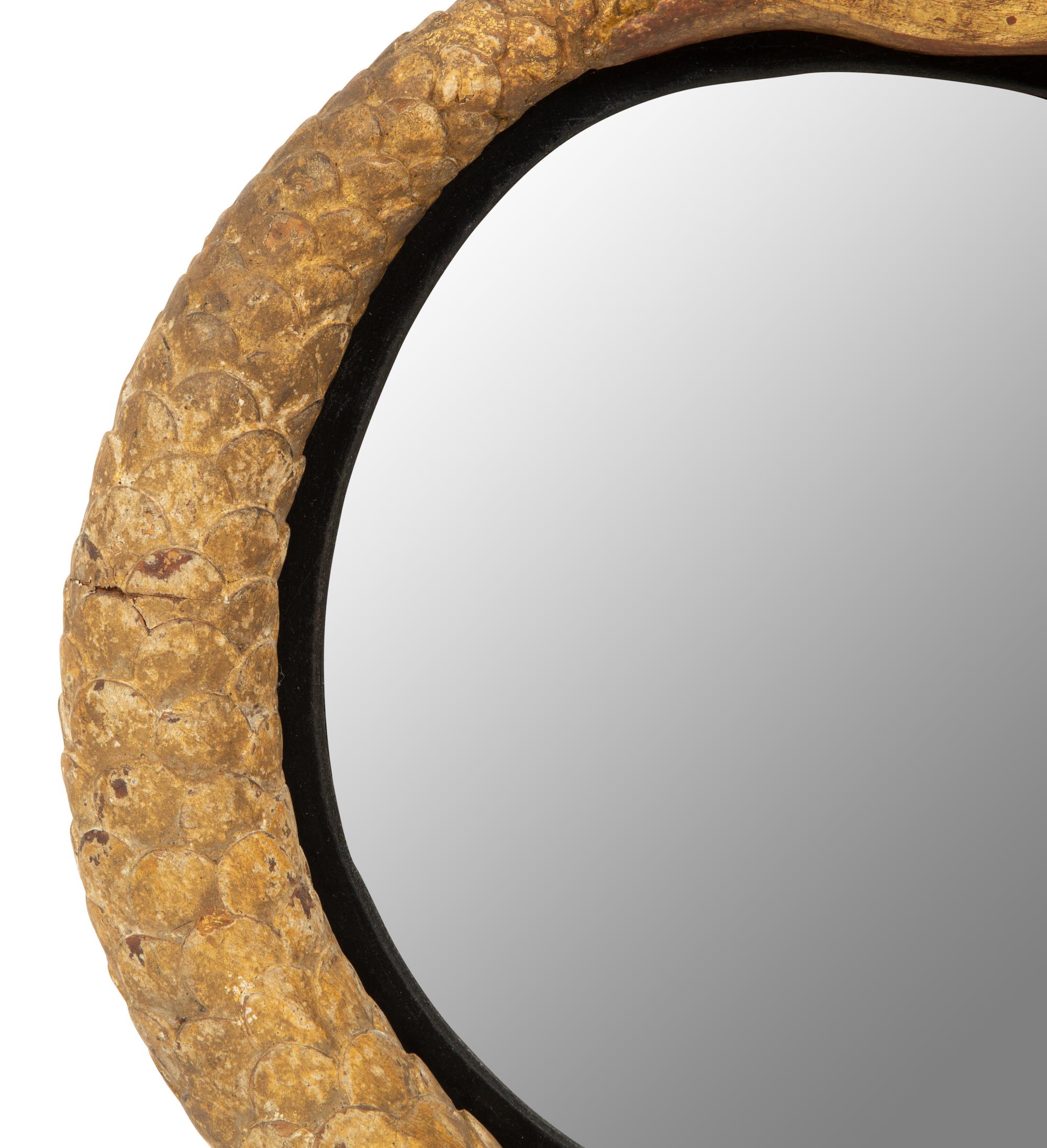A Pair of Giltwood Snake Motif Mirrors