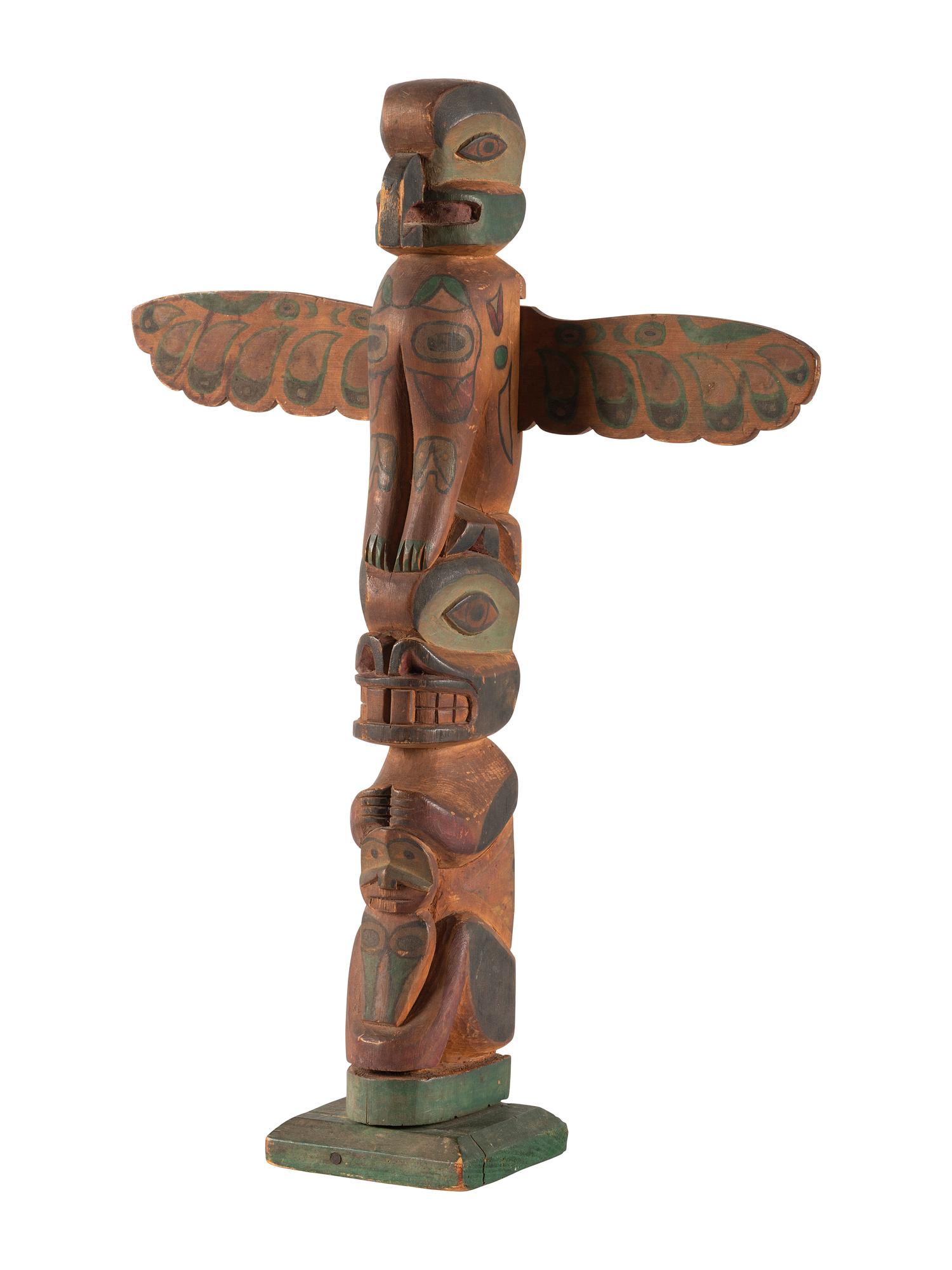 Northwest Coast Polychrome Model Totem Pole