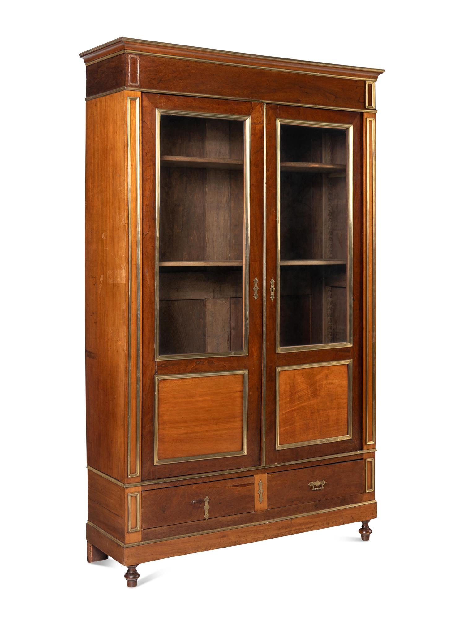 A Pair of Biedermeier Style Walnut Tall Cabinets