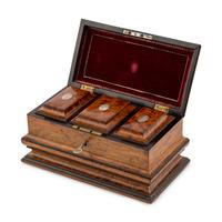 An English Mahogany and Parcel-Ebonized Tea Caddy