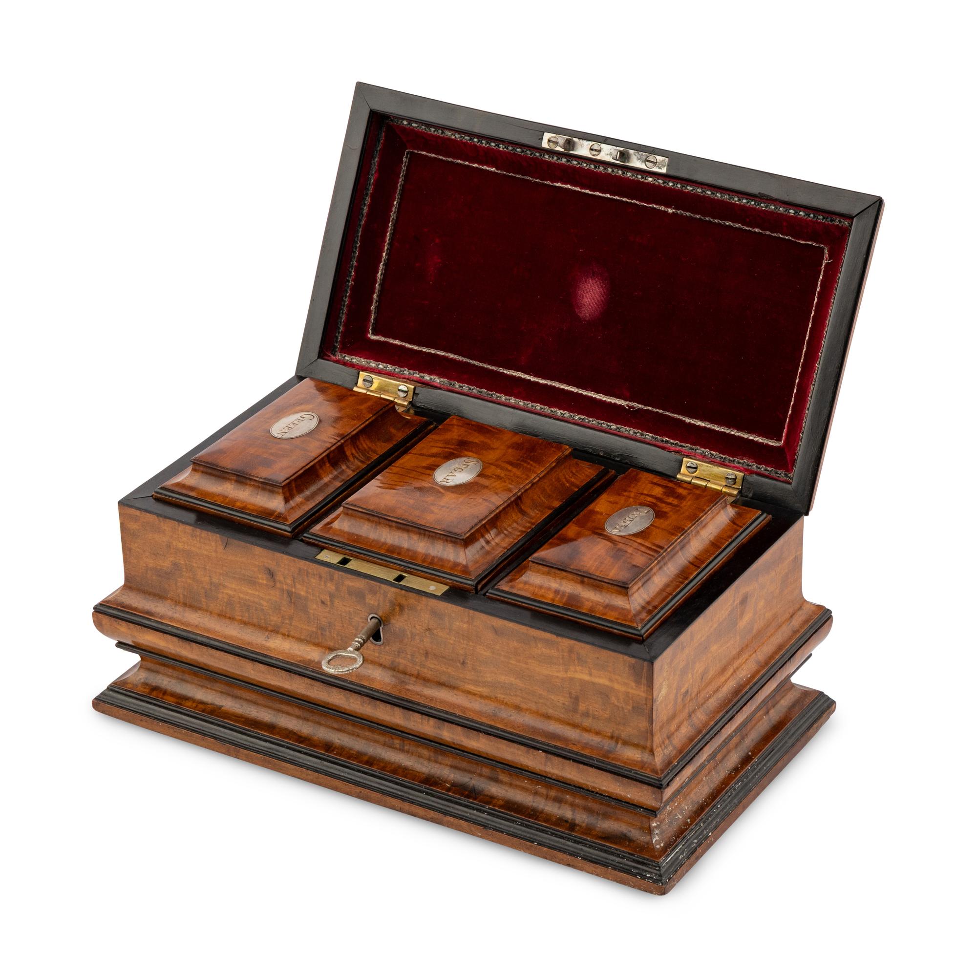 An English Mahogany and Parcel-Ebonized Tea Caddy