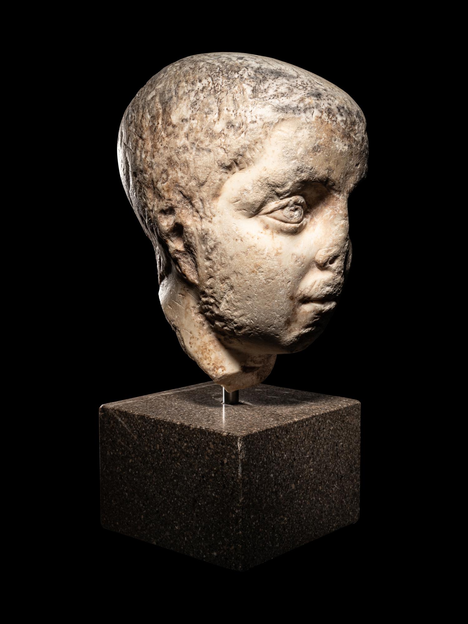 A Roman Marble Portrait Head of Emperor Elagabalus