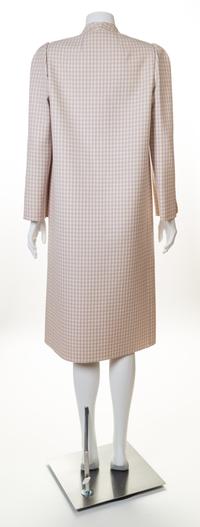 A Halston Lavender and Cream Wool Check Coat, Size 8.
