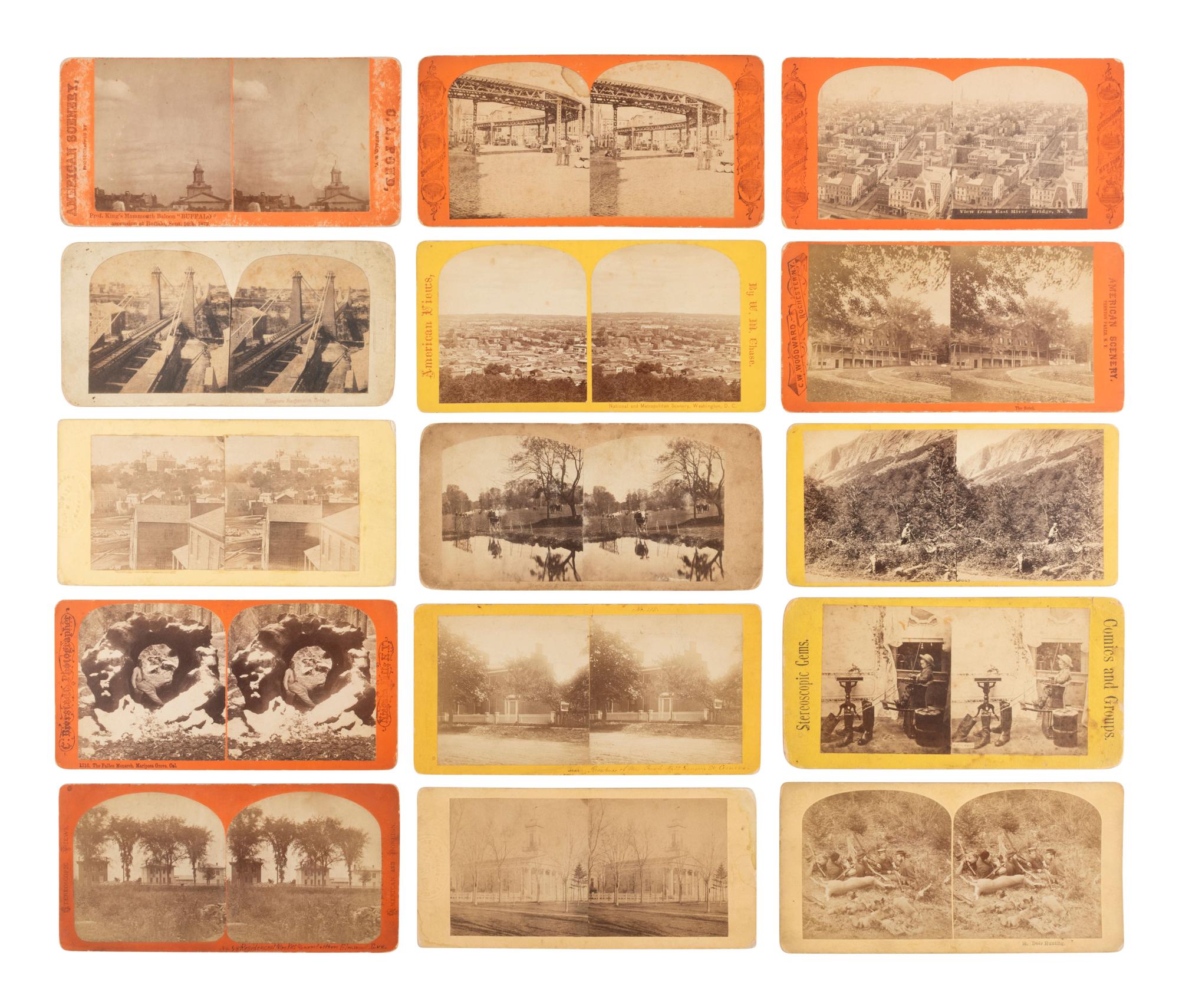 [EARLY PHOTO] 72 stereoviews of various scenes and subjects, incl. Harriet Beecher Stowe's house.