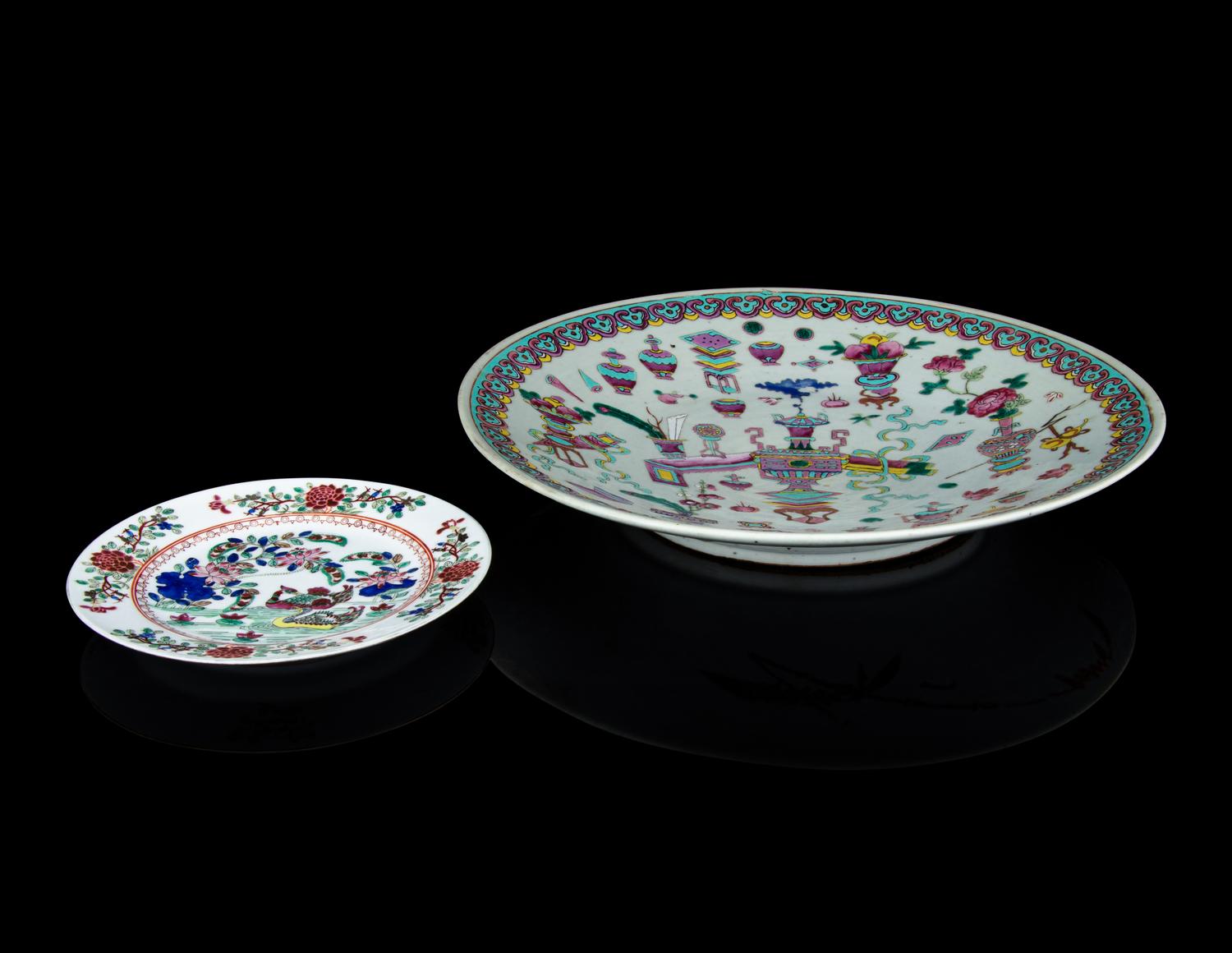 Two Famille Rose Porcelain Plates