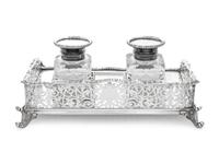 An Edwardian Silver and Cut Glass Ink Stand