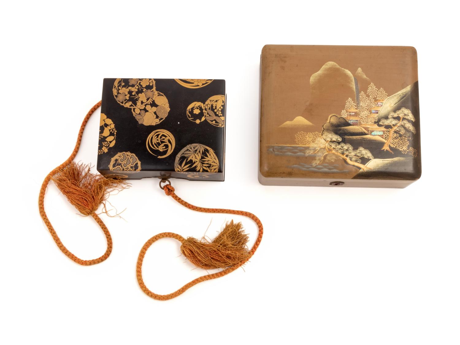 Two Japanese Lacquer Covered Boxes
