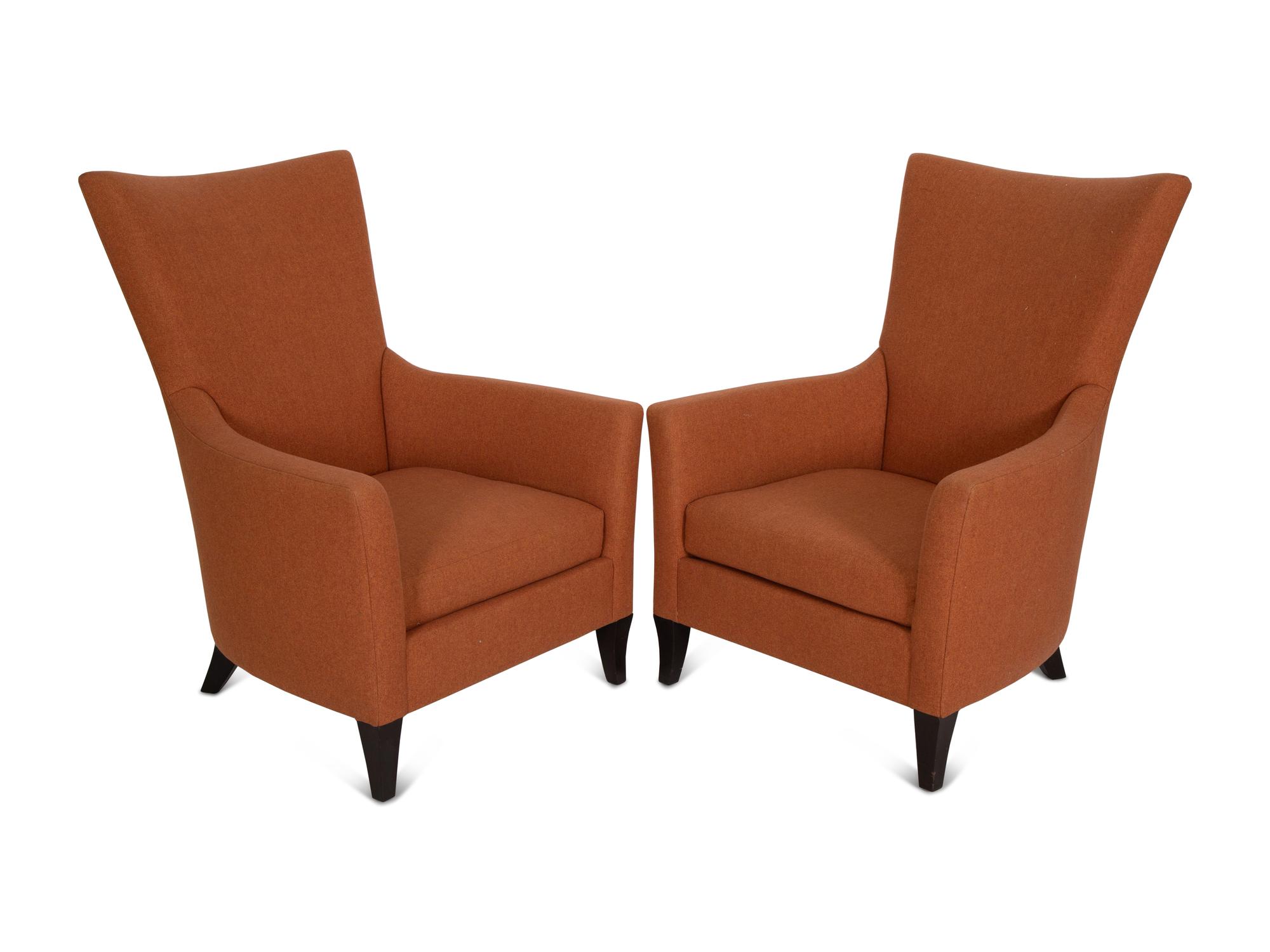 A Pair of Upholstered Club Chairs by John Hutton for Holly Hunt