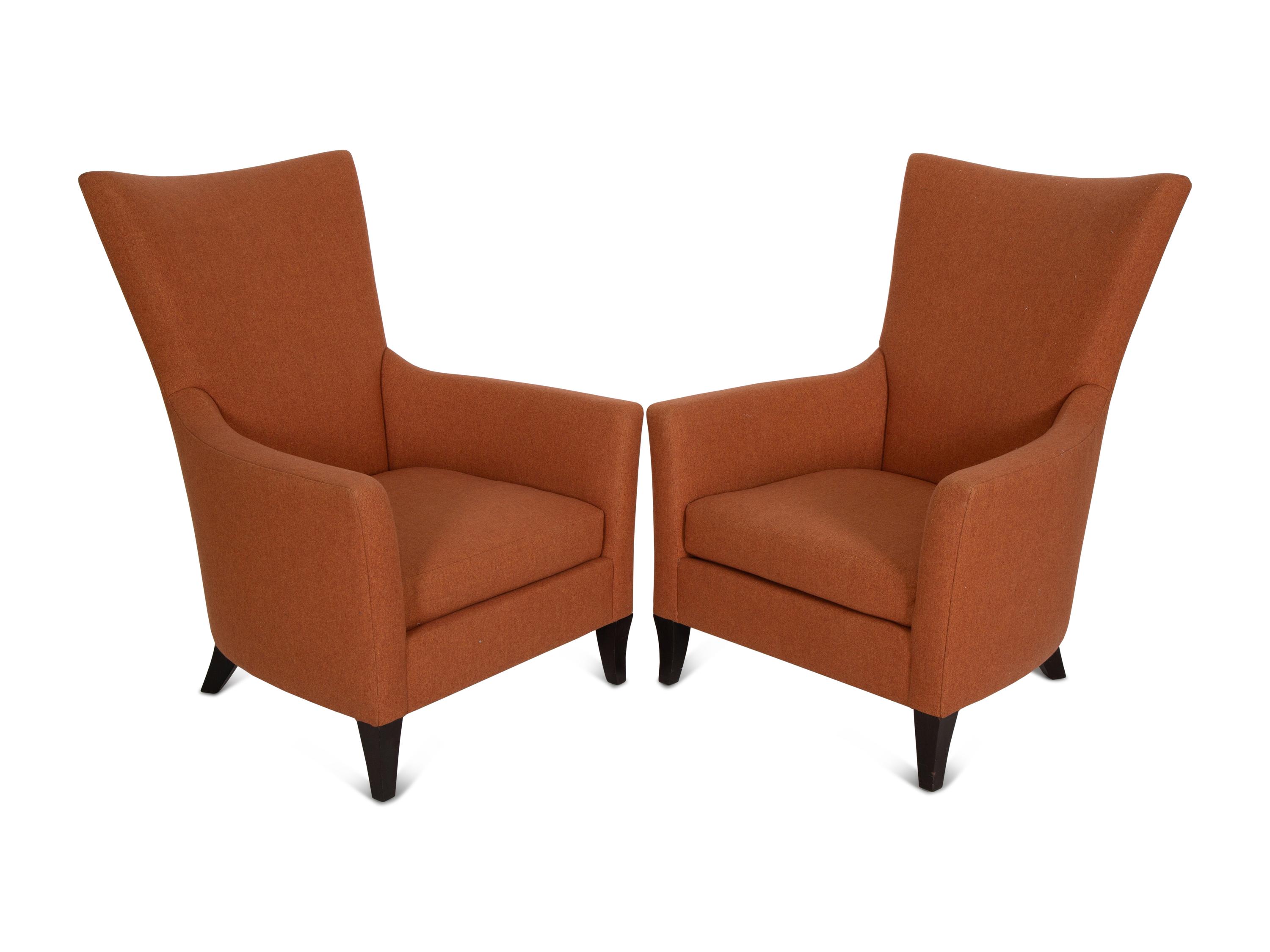 A Pair of Upholstered Club Chairs by John Hutton for Holly Hunt