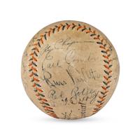 A 1934 New York Yankees Team Signed Autograph Baseball Featuring Babe Ruth and Lou Gehrig (PSA and Beckett Authentication Services Letters of Authenticity)