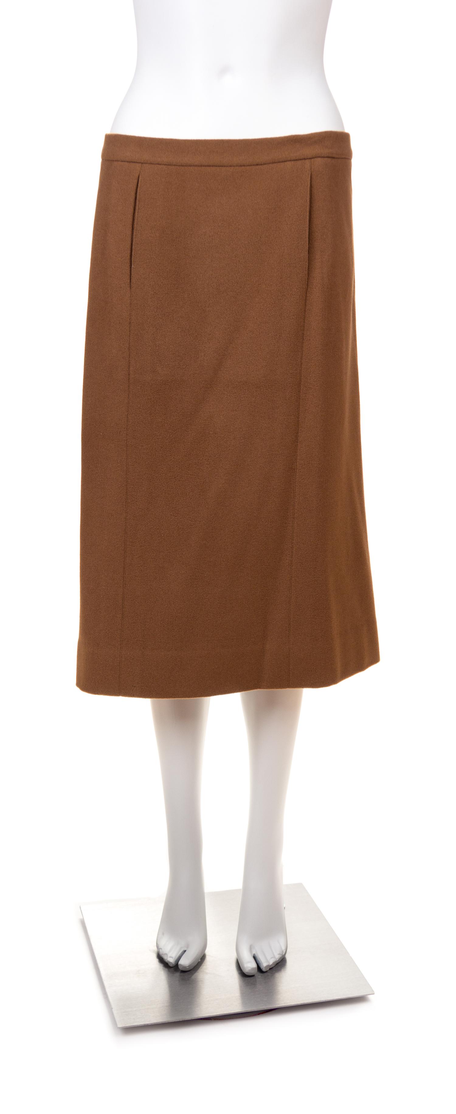 An Hermès Brown Cashmere Skirt, Size 44.