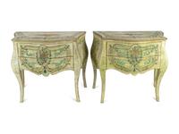 A Pair of Italian Rococo Style Painted Commodes — 20TH CENTURY