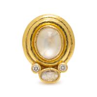 Elizabeth Locke, A Single Moonstone, Diamond, and Yellow Gold Earring