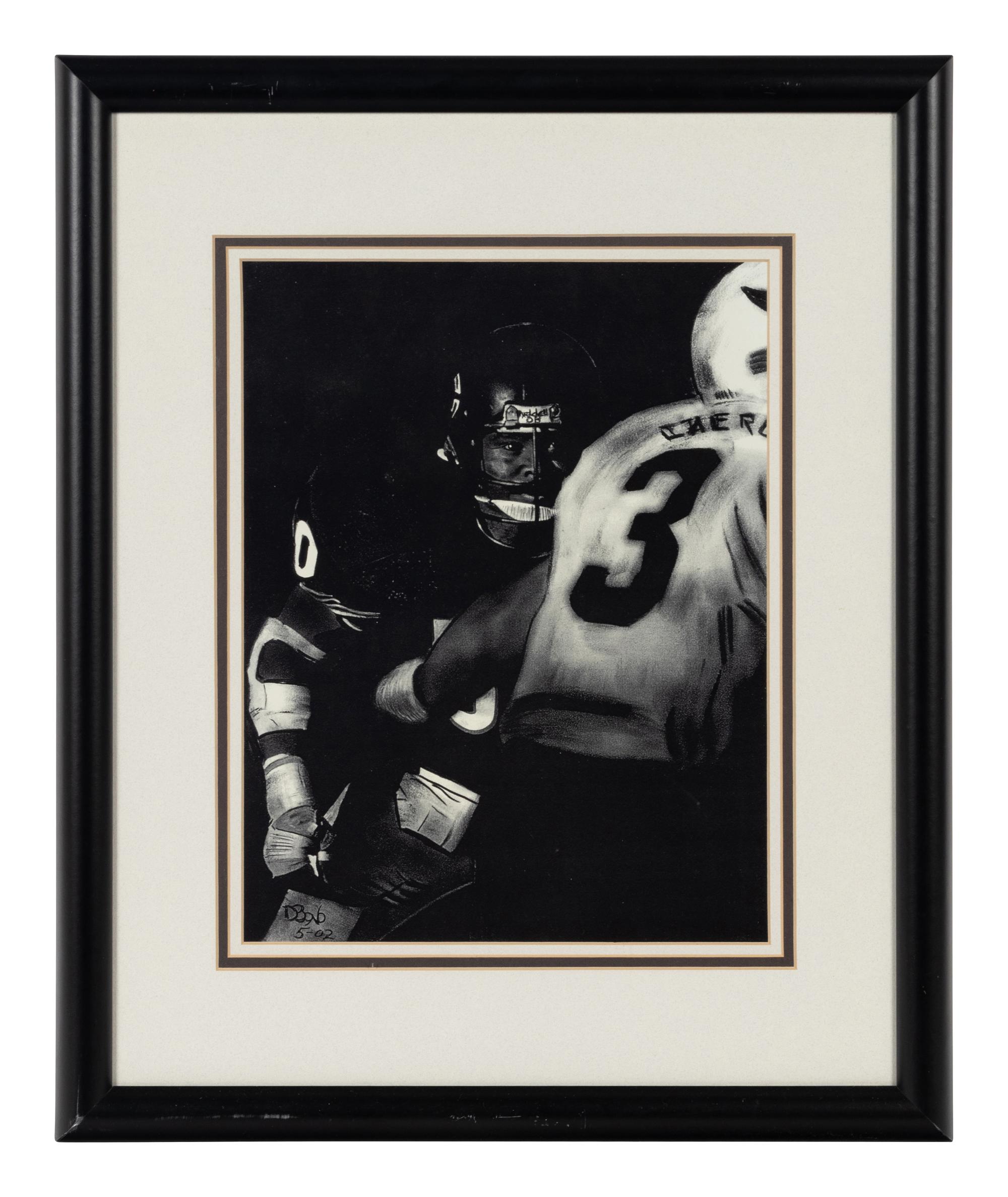A Group of Nine Artworks of Various Football Players Formerly Displayed at Mike Ditka’s Restaurant