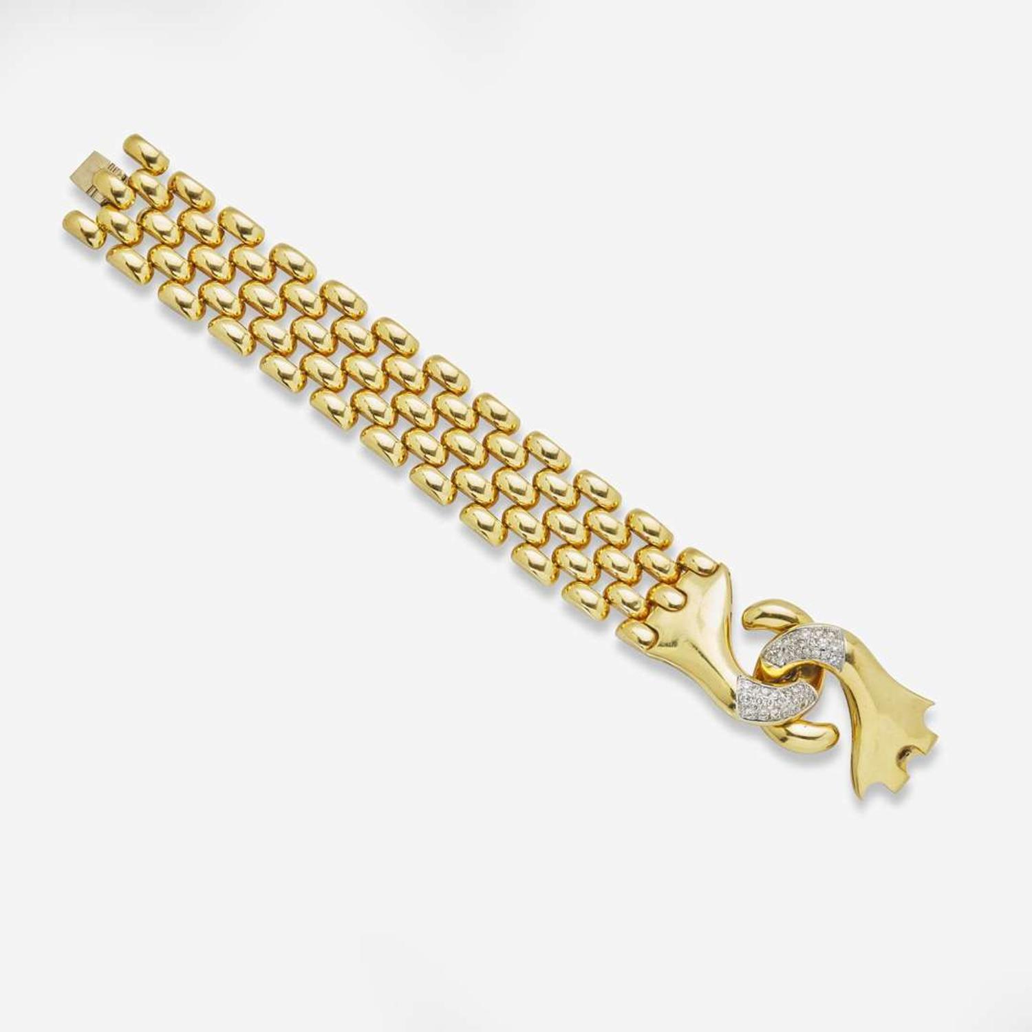 An 18K Yellow Gold and Diamond Bracelet