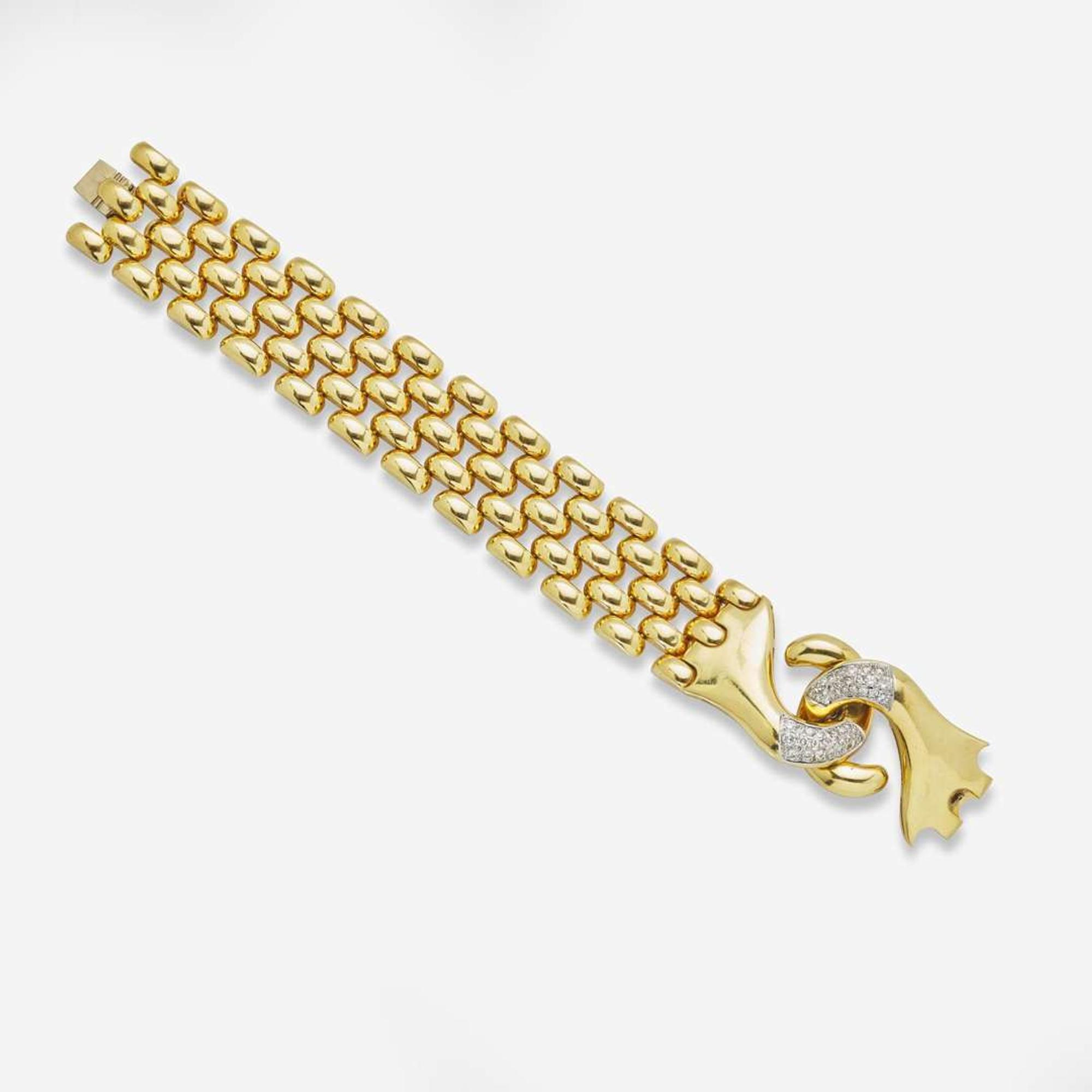 An 18K Yellow Gold and Diamond Bracelet